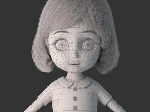 Cartoon Girl Rigged 3D Model