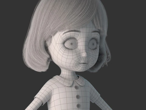 Cartoon Girl Rigged 3D Model