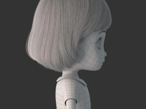 Cartoon Girl Rigged 3D Model