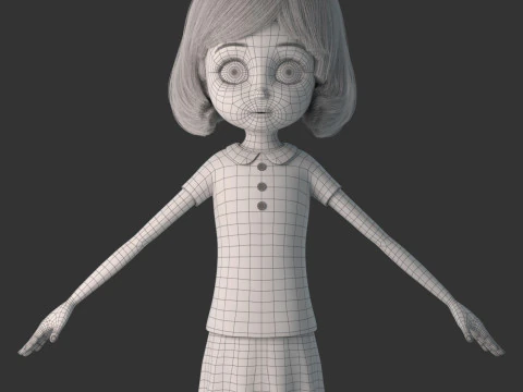 Cartoon Girl Rigged 3D Model