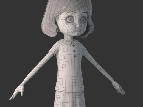 Cartoon Girl Rigged 3D Model