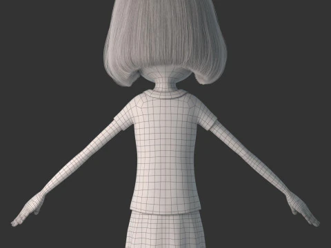 Cartoon Girl Rigged 3D Model
