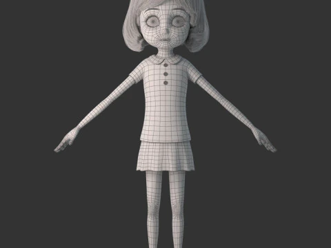 Cartoon Girl Rigged 3D Model