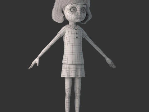 Cartoon Girl Rigged 3D Model