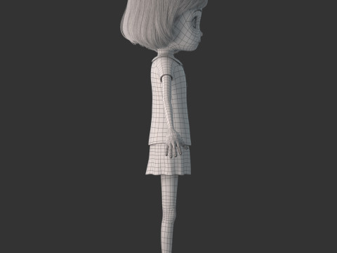 Cartoon Girl Rigged 3D 모델