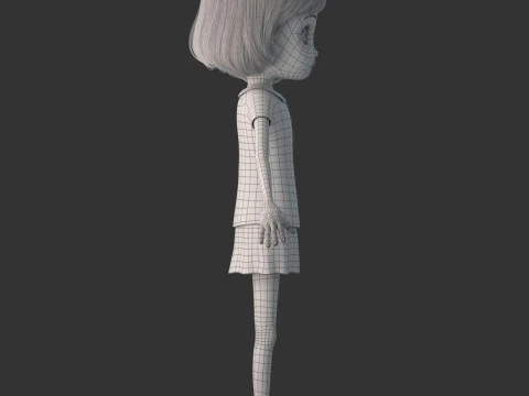 Cartoon Girl Rigged 3D Model