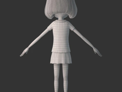 Cartoon Girl Rigged 3D Model