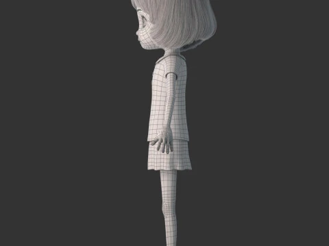Cartoon Girl Rigged 3D Model