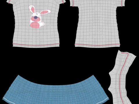 Cartoon Girl Rigged 3D Model