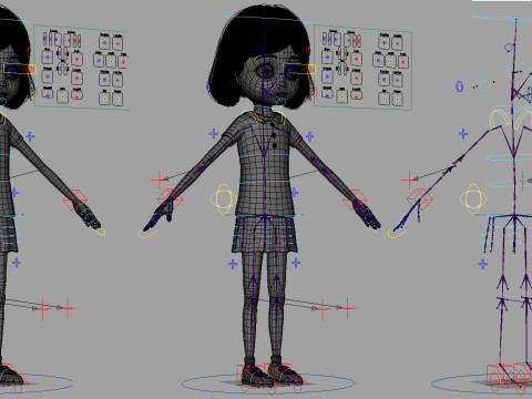Cartoon Girl Rigged 3D 모델