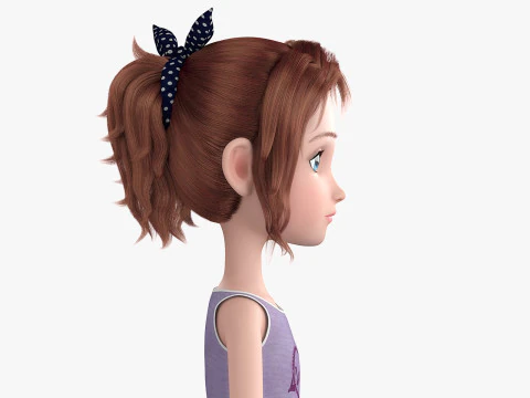 Cartoon Skate Girl Rigged 3D Model