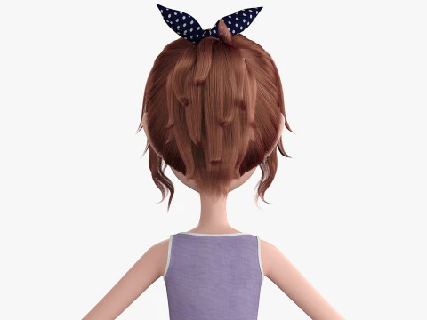 Cartoon Skate Girl Rigged 3D Model