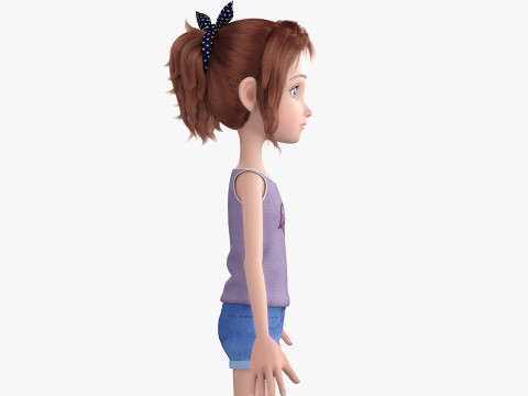Cartoon Skate Girl Rigged Modelo 3D