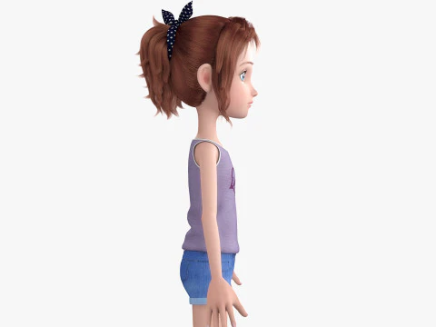 Cartoon Skate Girl Rigged 3D Model