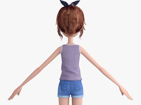 Cartoon Skate Girl Rigged 3D Model