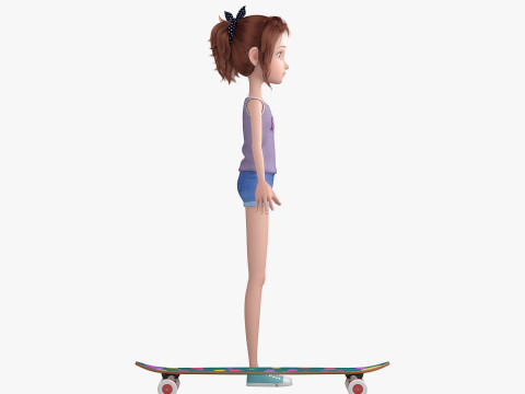 Cartoon Skate Girl Rigged Modelo 3D