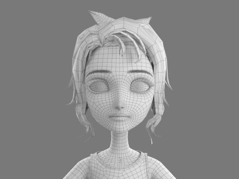 Cartoon Skate Girl Rigged 3D Model