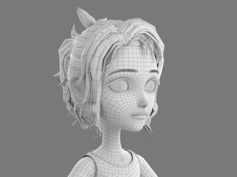 Cartoon Skate Girl Rigged 3D Model
