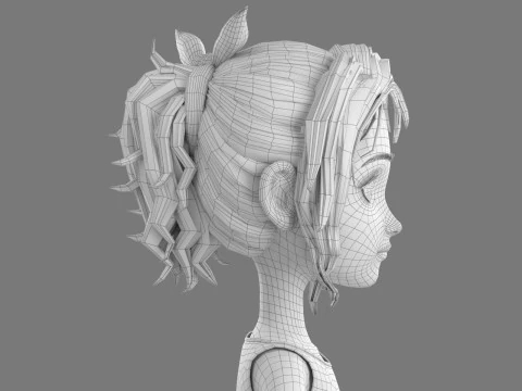 Cartoon Skate Girl Rigged 3D Model