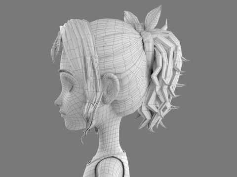 Cartoon Skate Girl Rigged 3D Model