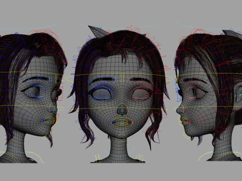 Cartoon Skate Girl Rigged Modelo 3D