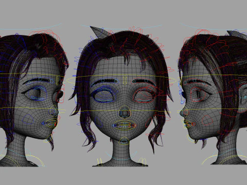 Cartoon Skate Girl Rigged 3D Model