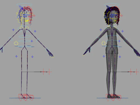 Cartoon Skate Girl Rigged 3D Model