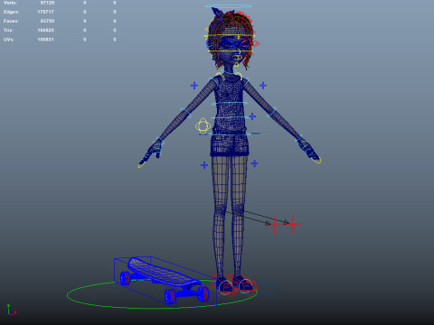 Cartoon Skate Girl Rigged Modelo 3D
