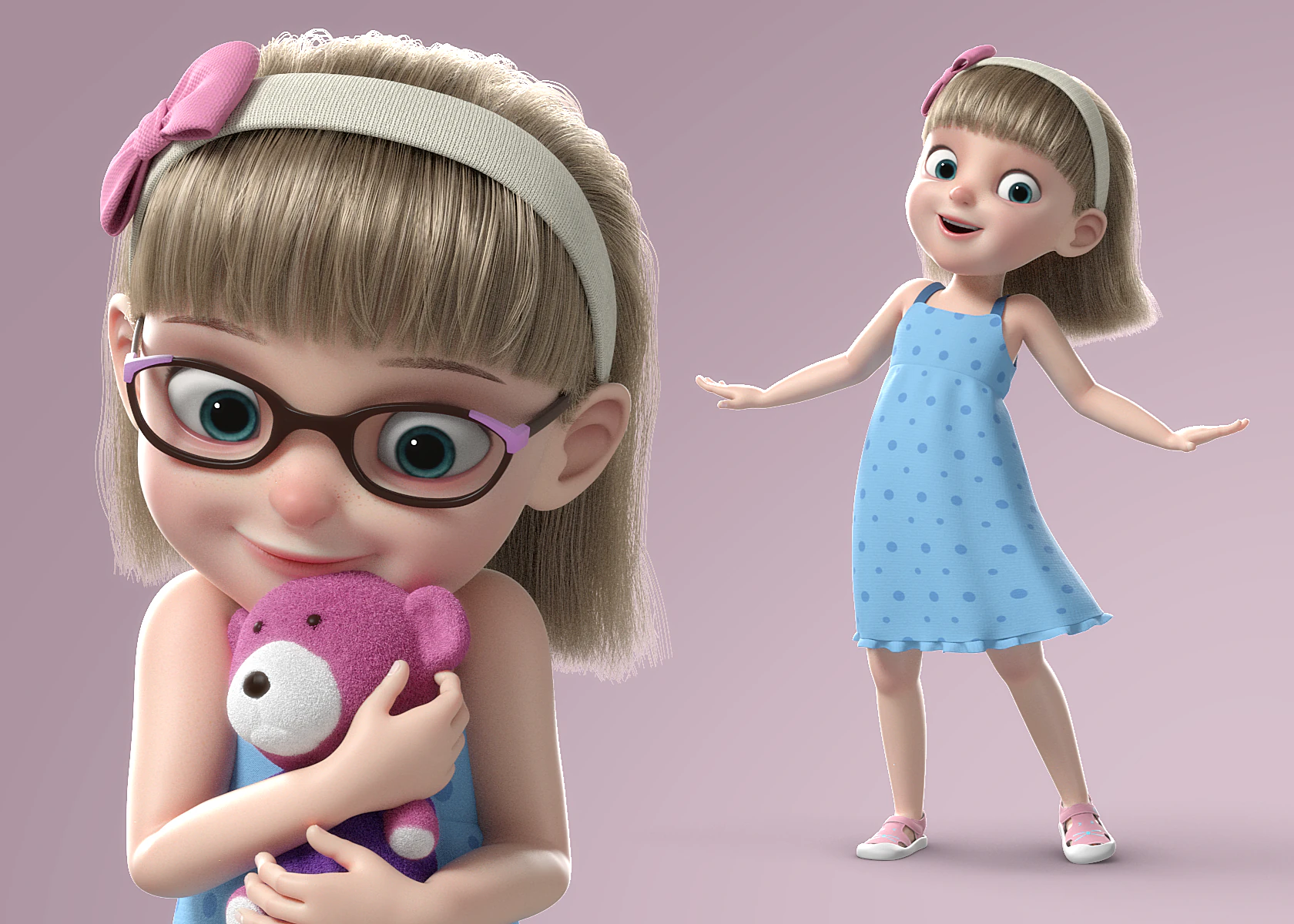 Cartoon Girl Rigged 3D Model .c4d .max .obj .3ds .fbx .stl .blend 