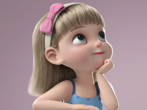 Cartoon Girl Rigged 3D Model