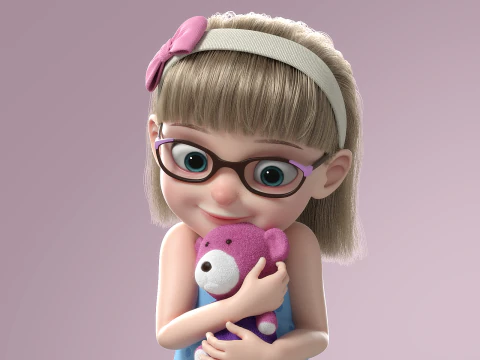 Cartoon Girl Rigged 3D Model