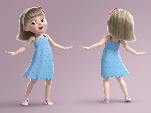 Cartoon Girl Rigged 3D Model