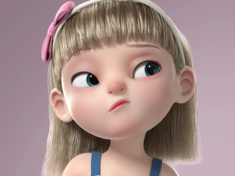 Cartoon Girl Rigged 3D Model