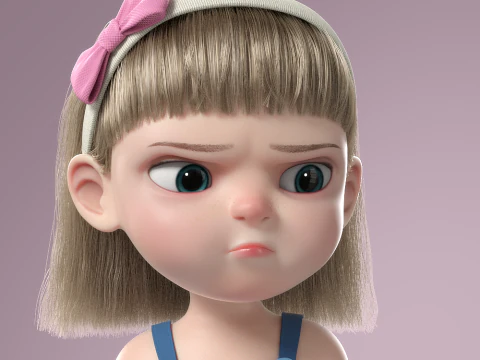 Cartoon Girl Rigged 3D Model