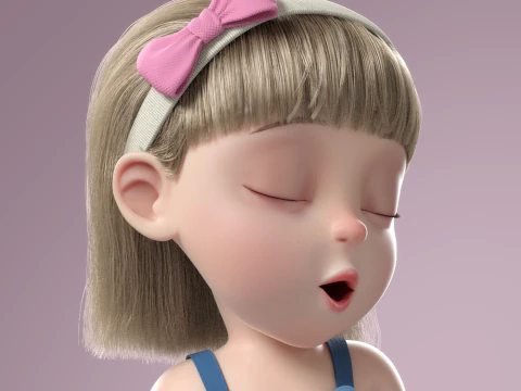 Cartoon Girl Rigged 3D Model