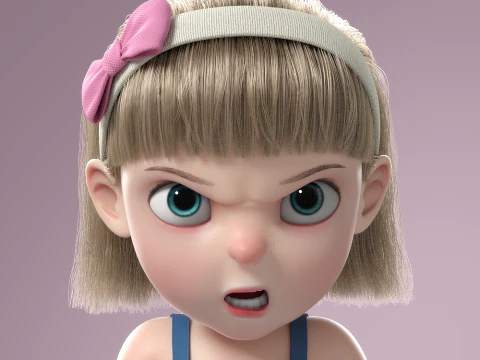 Cartoon Girl Rigged 3D Model
