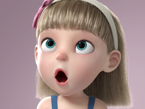 Cartoon Girl Rigged 3D Model