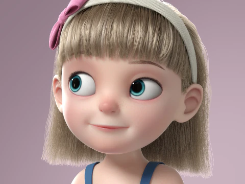 Cartoon Girl Rigged 3D Model