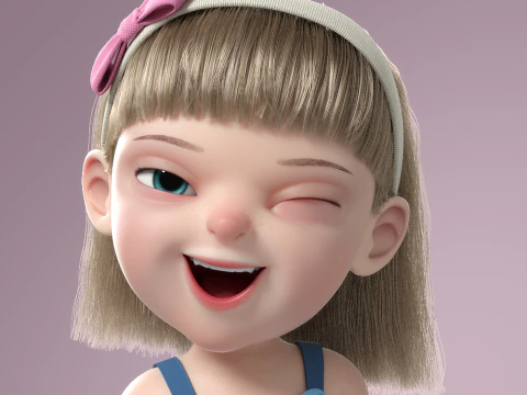 Cartoon Girl Rigged 3D Model