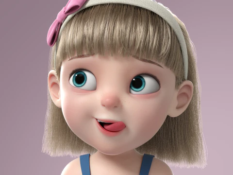 Cartoon Girl Rigged 3D Model