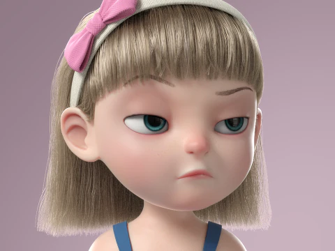 Cartoon Girl Rigged 3D Model