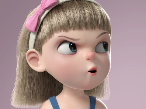 Cartoon Girl Rigged 3D Model