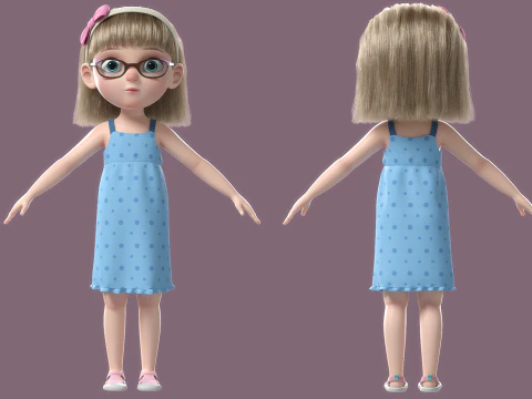 Cartoon Girl Rigged 3D Model