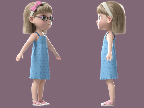Cartoon Girl Rigged Modelo 3D