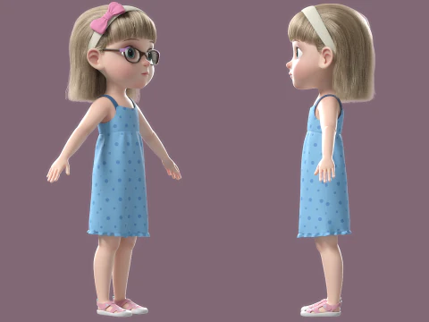 Cartoon Girl Rigged 3D Model
