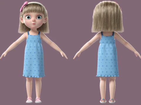 Cartoon Girl Rigged 3D Model
