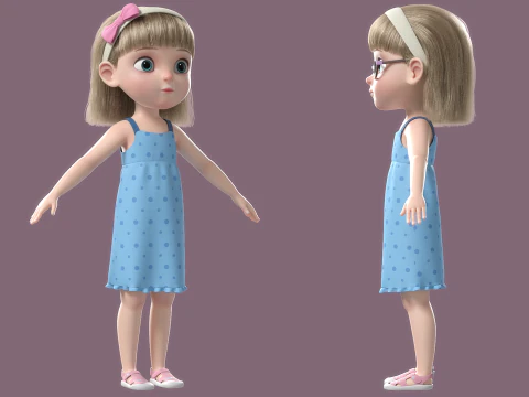 Cartoon Girl Rigged 3D Model