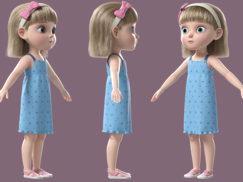 Cartoon Girl Rigged Modelo 3D