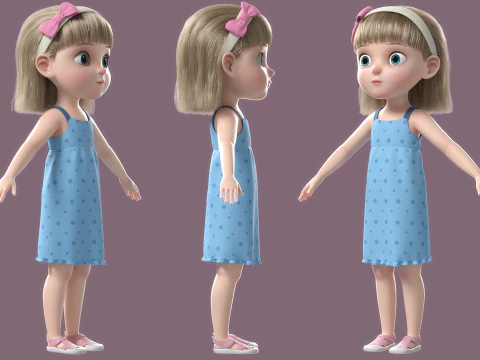 Cartoon Girl Rigged 3D Model