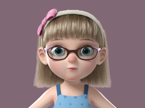 Cartoon Girl Rigged 3D Model